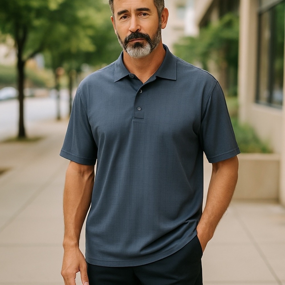 Haggar Men's XLT Blue Polo Shirt Short Sleeve Casual Classic Fit